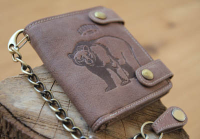 Бумажник KLONDIKE «Tim Bear», натуральная кожа в светло-коричневом цвете, 11,5 х 12,5 х 3 см