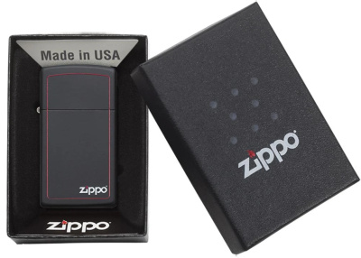 Зажигалка ZIPPO Slim® с покрытием Black Matte, латунь/сталь, чёрная, матовая, 29x10x60 мм