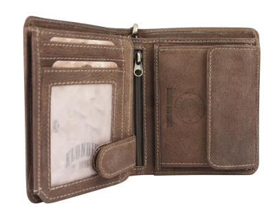 Бумажник KLONDIKE «Wayne Deer», натуральная кожа в светло-коричневом цвете, 10,5 х 12,5 х 2,5 см