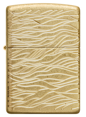 Зажигалка ZIPPO Armor® Luxury Waves Design с покрытием Tumbled Brass, латунь/сталь, золотистая, матовая, 38x13x57 мм