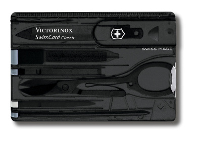 Швейцарская карточка VICTORINOX SwissCard Classic, 10 функций, полупрозрачная чёрная