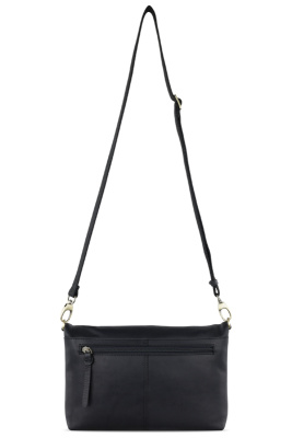 Сумка женская KLONDIKE RUSH «Jessica», натуральная кожа в черном цвете, 30 х 20/33 х 4,5 см