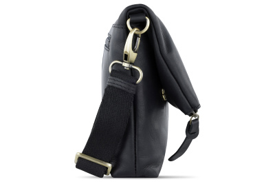 Сумка женская KLONDIKE RUSH «Jessica», натуральная кожа в черном цвете, 30 х 20/33 х 4,5 см