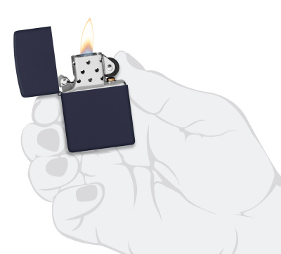 Зажигалка ZIPPO классическая с темно-синем матовым покрытием | Classic Navy Matte, латунь/сталь, синяя, матовая, 38x13x57 мм