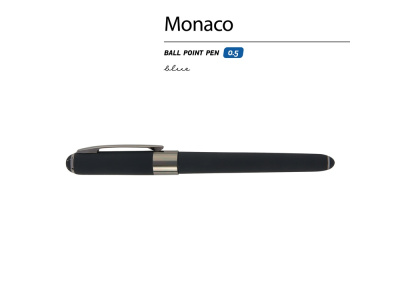 Ручка пластиковая шариковая Monaco, 0,5мм, синие чернила, черный/вороненая сталь