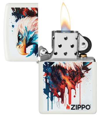 Зажигалка ZIPPO Painted Eagle Design с покрытием White Matte, латунь/сталь, белая, матовая, 38x13x57 мм