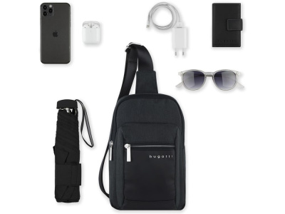 Сумка кросс-боди мужская BUGATTI СЕРА | SERA, антрацитовая, полиэстер, 17х6х26,5 см, 2,5 л