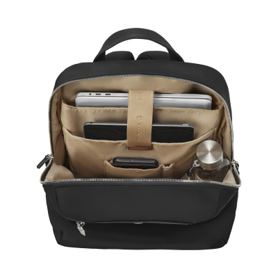 Рюкзак VICTORINOX Victoria Signature Compact Backpack, черный, нейлон/кожа, 30x16x38 см