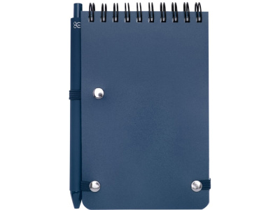 Блокнот Thalaasa формата А6 в твердой обложке из океанического пластика с шариковой ручкой - Синий