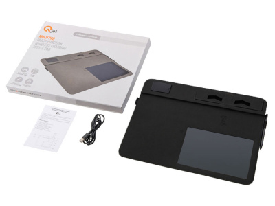 Многофункциональный коврик для мыши Multi Pad с беспроводной зарядкой и LCD экраном, 10 Вт, черный