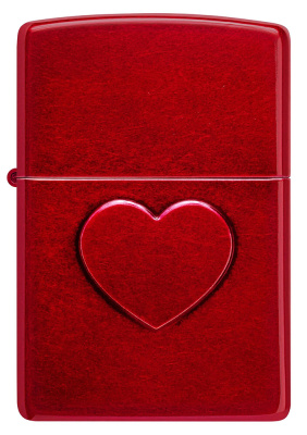Зажигалка ZIPPO Stamped Heart Design с покрытием Candy Apple Red™, латунь/сталь,красная,глянцевая, 38x13x57мм