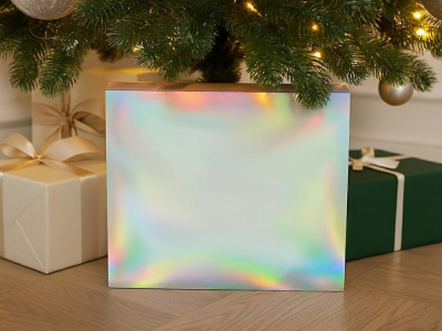 Подарочная коробка с голографическим шубером без печати Aurora, XL, 300х235х105 мм. , размер XL