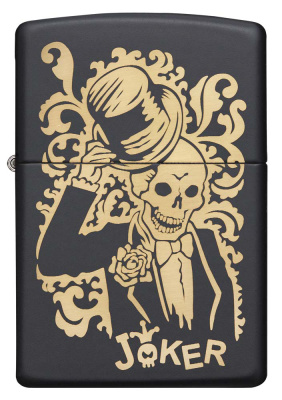 Зажигалка ZIPPO Skull Design с покрытием Black Matte, латунь/сталь, черная, 38x13x57 мм