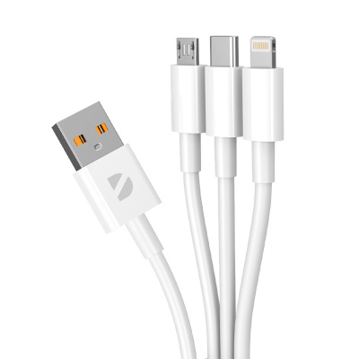 Дата-кабель 3 в 1: micro USB, USB-C, Ligthning, 1.2м, белый, Deppa
