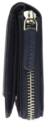 Кошелёк женский BUGATTI СУПЕР ЛЕДИ | LADY TOP, на молнии, тёмно-синий, натуральная воловья кожа, 12х2,5х9 см