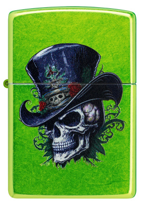 Зажигалка ZIPPO Steampunk Skeleton с покрытием Lurid™, латунь/сталь, зеленая, глянцевая, 38x13x57 мм