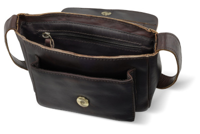 Сумка через плечо KLONDIKE RUSH «Monika», натуральная кожа в темно-коричневом цвете,20 х 15,5 х 8 см