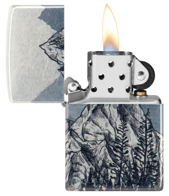 Зажигалка ZIPPO Mountain Sketch с покрытием 540 Tumbled Chrome, латунь/сталь, разноцветная, 38x13x57 мм