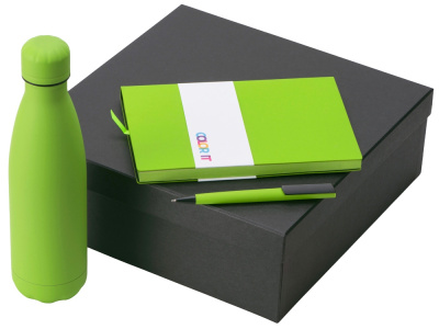 Подарочный набор c блокнотом C1, ручкой и термобутылкой, зеленое яблоко , размер гибкая обложка