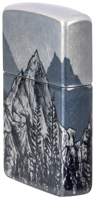 Зажигалка ZIPPO Mountain Sketch с покрытием 540 Tumbled Chrome, латунь/сталь, разноцветная, 38x13x57 мм
