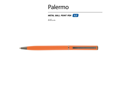 Ручка шариковая автоматическая BrunoVisconti® PALERMO цвет корпуса оранжевый, soft-touch, 0.7 мм