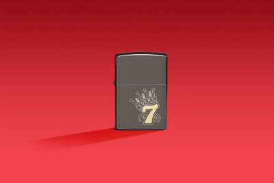 Зажигалка ZIPPO Lucky 7 Design с покрытием Black Ice®, латунь/сталь, черная, 38x13x57 мм