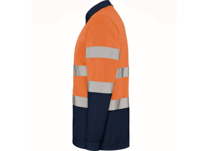 Поло Polaris мужское c длинным рукавом, нэйви/неоновый оранжевый , размер L