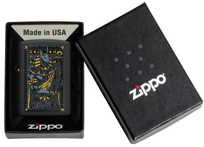 Зажигалка ZIPPO Anubis с покрытием Black Matte, латунь/сталь, черная, 38x13x57 мм