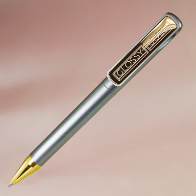 Ручка шариковая GLOSSY GOLD, серебристый/золотой, пластик, металл