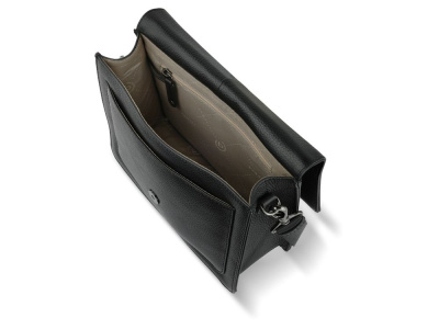 Сумка через плечо женская BUGATTI ЭЛЬЗА | ELSA, чёрная, воловья кожа/полиэстер, 25х8,5х20 см