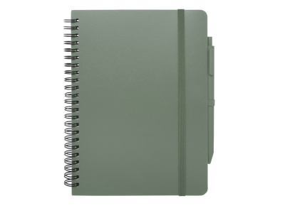 Блокнот Thalaasa формата А5 в твердой обложке из океанического пластика с шариковой ручкой - Зеленый яркий