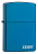 Зажигалка ZIPPO Логотип с синим глянцевым покрытием | Logo High Polish Blue, с лого, латунь/сталь, синяя, глянцевая, 38x13x57 мм