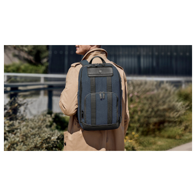 Рюкзак VICTORINOX Architecture Urban2 Deluxe Backpack 15”, синий, полиэстер/кожа, 31x23x46 см, 23 л