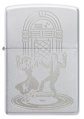 Зажигалка ZIPPO Vintage Dance с покрытием Satin Chrome, латунь/сталь, серебристая, 38x13x57 мм