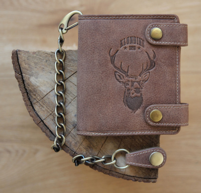 Бумажник KLONDIKE «Tim Deer», натуральная кожа в светло-коричневом цвете, 11,5 х 12,5 х 3 см