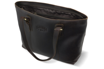 Сумка женская KLONDIKE RUSH «Lily»,натуральная кожа в темно-коричневом цвете, 42,5 х 29 х 13 см