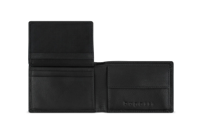 Портмоне BUGATTI ЧЕРНАЯ МАГИЯ | BLACK MAGIC, с защитой данных RFID, черное, натуральная кожа козы, 10х2х7 см