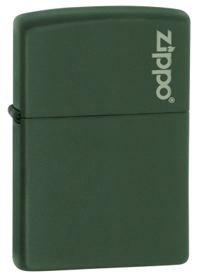 Зажигалка ZIPPO Логотип с зеленым матовым покрытием | Logo Green Matte, латунь с порошковым покрытием, зеленая, матовая, 38x13x57 мм