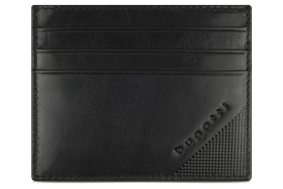 Портмоне для кредитных карт BUGATTI АРИСТОКРАТ | NOBILE, с защитой данных RFID, черное, натуральная воловья кожа, 10х0,3х8 см