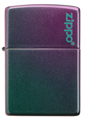 Зажигалка ZIPPO Логотип с зелено-фиолетовым покрытием | Logo Iridescent, латунь/сталь, фиолетовая, матовая, 38x13x57 мм