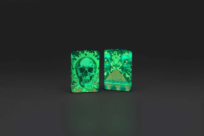 Зажигалка ZIPPO Skull Design с покрытием Glow In The Dark Green,латунь/сталь,разноцветная38x13x57 мм