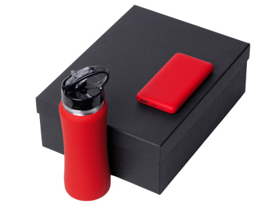 Подарочный набор с бутылкой для воды и повербанком С2, 10000 mAh, красный , размер 10000 mAh