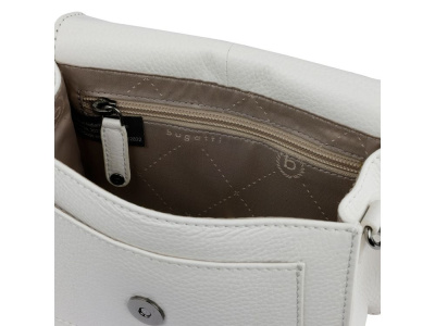 Сумка через плечо женская BUGATTI ЭЛЬЗА | ELSA, белая, воловья кожа/полиэстер, 18,5х8,5х14,5 см