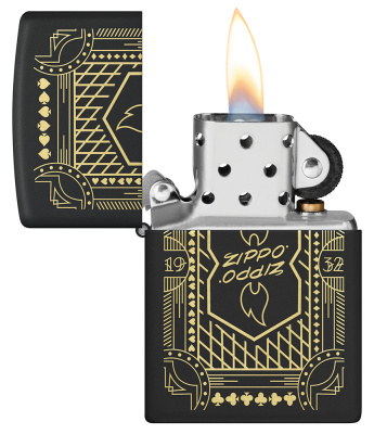 Зажигалка ZIPPO Lines Design с покрытием Black Matte, латунь/сталь, черная, матовая, 38x13x57 мм