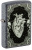 Зажигалка ZIPPO Heart Design с покрытием Iron Stone, латунь/сталь, серая, 38x13x57 мм