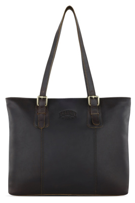 Сумка женская KLONDIKE RUSH «Lily»,натуральная кожа в темно-коричневом цвете, 42,5 х 29 х 13 см