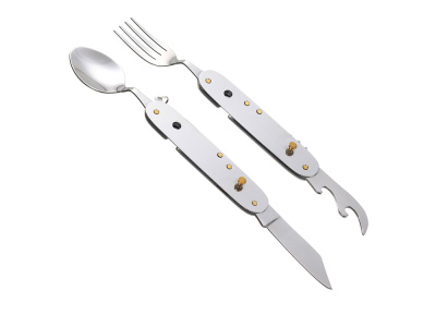 Нож перочинный Stinger, 109 мм, 8 функций, материал рукояти: нержавеющая сталь (серебристый)