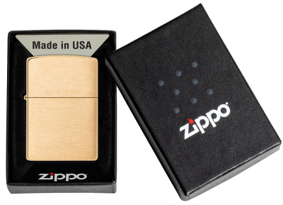 Зажигалка ZIPPO классическая с покрытием матовая латунь | Classic Brushed Brass, латунь/сталь, золотистая, матовая, 38x13x57 мм