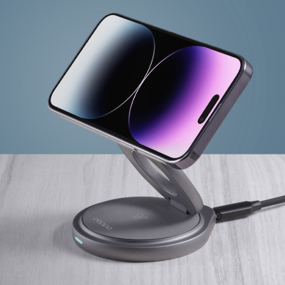 Беспроводная зарядная станция 3 в 1 MagSafe Rotation QI складная, графит, Deppa