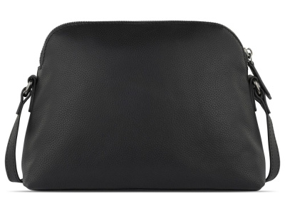 Сумка наплечная женская BUGATTI БЕЛЛА | BELLA, чёрная, воловья кожа/полиэстер, 23х8х17 см